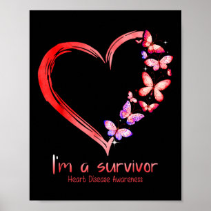 In een Survivor Heart Disease Awareness Month Red Poster