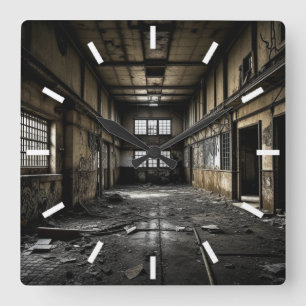 In een verlaten station vierkante klok