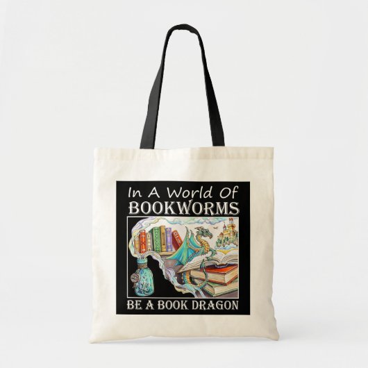 In een wereld van boekwormen zijn boeken draak tote bag (Voorkant)