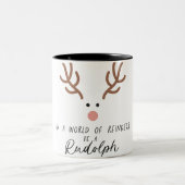 In een wereld van rendieren wordt een Rudolph Kers Tweekleurige Koffiemok (Center)