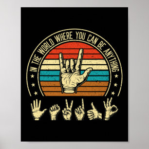 In Een Wereld Waar Je Asl Bewustzijn Dove Gebarent Poster
