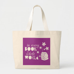 In elk boek een hele wereld grote tote bag