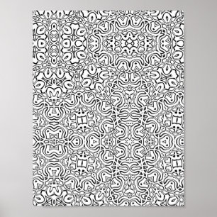 In elkaar grijpende schrijfwerk symmetrie kleurpla poster