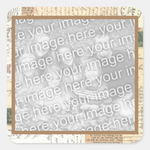 In Ephemera omgeven, voeg uw eigen foto toe Vierkante Sticker