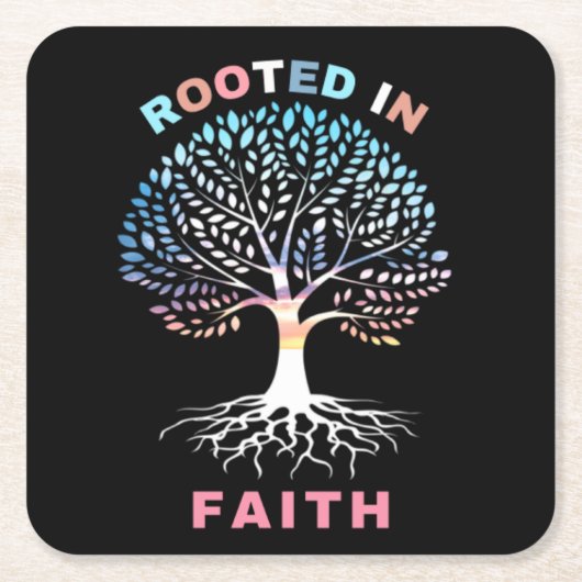 In Faith Tree Paper-Onderzetter gerookt Vierkante Kartonnen Onderzetter (Voorkant)