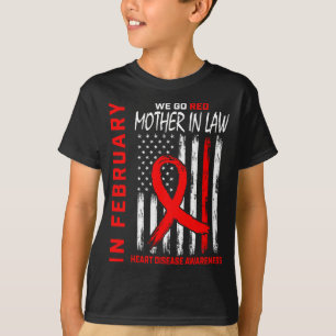 In februari draag rood moeder schoonmoeder hartzie t-shirt