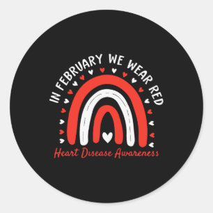 In februari Draag we de rode regenboog - hartziekt Ronde Sticker