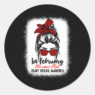 In februari Draag we het bewustzijn van een rode h Ronde Sticker