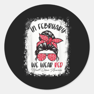 In februari Draag we het bewustzijn van een rode h Ronde Sticker