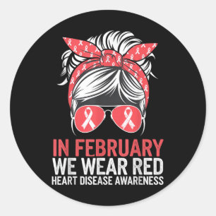 In februari Draag we rood voor hartziekten Ronde Sticker