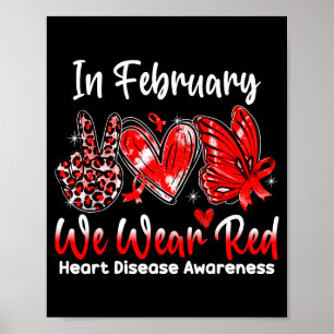 In Februari dragen we Rode Vrede Liefde Vlinder Ha Poster