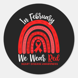 In februari gaan we met een rode lintje hartziekte ronde sticker