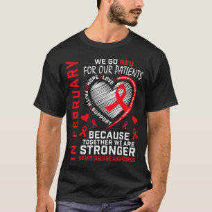 In februari Go Red Nurse Rn Hartziektebewustzijn T-shirt