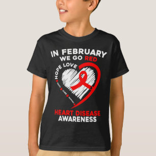 In Februari Worden Wij Rood Amerikaans Hartziekte T-shirt