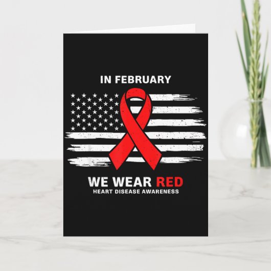 In February We Wear Red Heart Disease Awareness Mo Kaart (Voorkant)