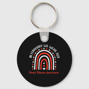 In February We Wear Red Heart Disease Awareness Sleutelhanger