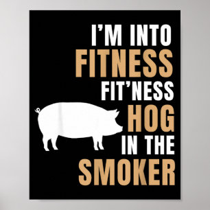 In fitness varken bbq roker rooster grappig varken poster