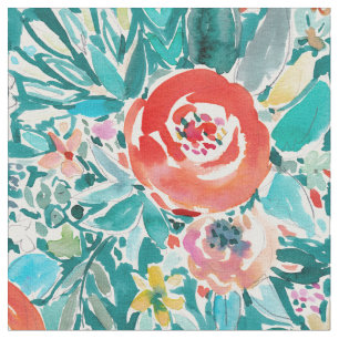 IN FLOW Floral Colorful Boho Whimsical Waterverf Stof