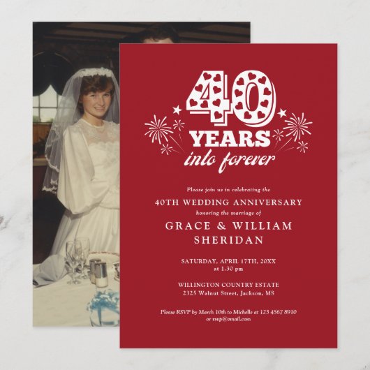 In Forever Ruby 40th Wedding Jubileum Foto Kaart (Voorkant / Achterkant)