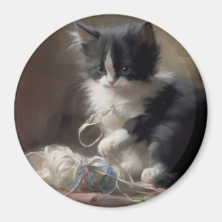 In Fun Black en White Kitten Magneet