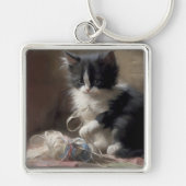 In Fun Black en White Kitten Sleutelhanger (Voorkant)