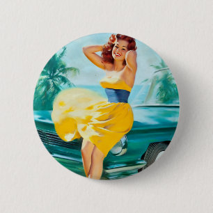 In geel dress omhoog ronde button 5,7 cm