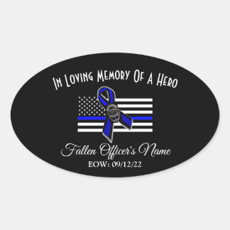 IN GEHEUGEN VAN FALLEN OFFICER OVAL BUMPERSTICKER OVALE STICKER