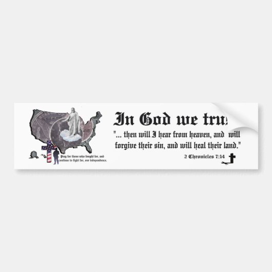 IN GOD VERTROUWEN WE - 2 Chronicles 7:14 Bumpersticker (Voorkant)