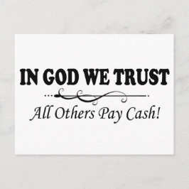In God, vertrouwen we, betalen anderen geld Briefkaart