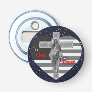 In God vertrouwen we Button Flesopener