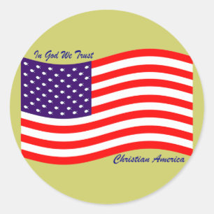 In God vertrouwen we ~ Christelijk Amerika Ronde Sticker