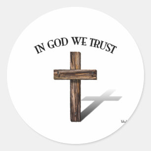 In God vertrouwen we met een robuust kruis Ronde Sticker