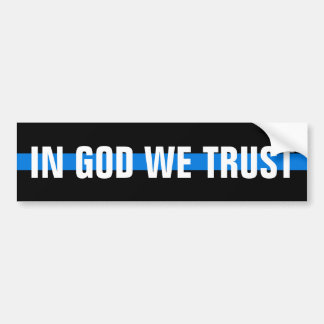 "IN GOD VERTROUWEN WE" OP DE THIN BLUE LIJN BUMPERSTICKER