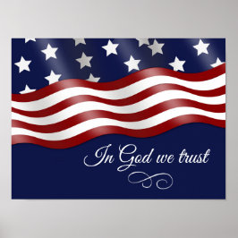 In God vertrouwen we op een golvende vlag Poster