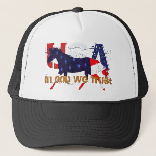 In God vertrouwen we patriottisch paard Trucker Pet