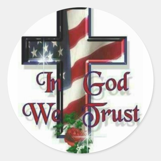In God vertrouwen we Ronde Sticker (Voorkant)