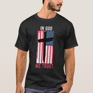 In God vertrouwen wij Amerikaanse vlag Christelijk T-shirt