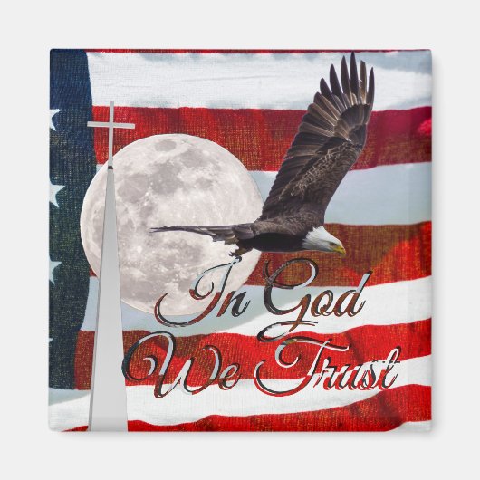 In God vertrouwen wij op Square Magnet Magneet (Voorkant)