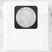 In God vertrouwen wij Vierkante Sticker (Tas)