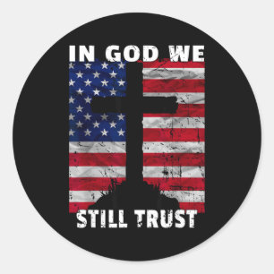 In God We Still Trust Amerikaanse Vlag Usa 250e Ge Ronde Sticker