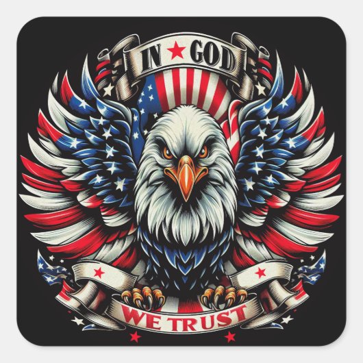 "In God We Trust Eagle" B Vierkante Sticker (Voorkant)