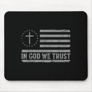 In God We Trust Jezus Kruis Verenigde Staten Vlag Muismat