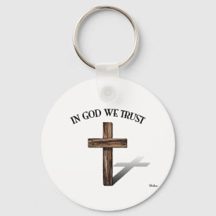 In God We Trust met robuust kruis Sleutelhanger