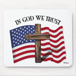 In God We Trust met robuuste kruis en Amerikaanse Muismat