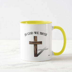 In God We Trust met robuuste kruis Mok