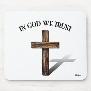 In God We Trust met robuuste kruis Muismat