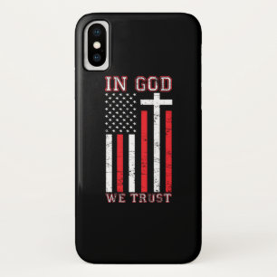 In God We Trust - Vintage Vlag Kruis Patriottisch iPhone X Hoesje