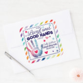 In goede handen Referral Hand Zeep Sanitiser Healt Vierkante Sticker (Envelop)