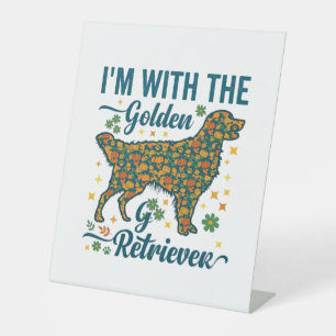In Gouden Retriever Hond Halloween Pompoenen Blade Reclamebord Met Voetstuk
