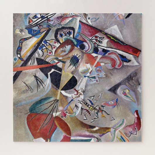 In Gray Kandinsky Modern Abstract Kunstwerk Legpuzzel (Horizontaal)